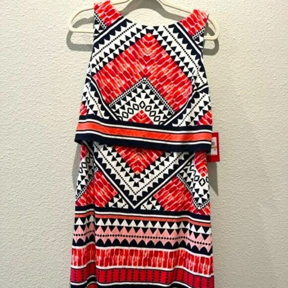 NEW VINCE CAMUTO Size 12 Pink & Navy Stretchy Pullover Tank Dress - Picture 3 of 12